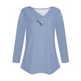 thumbnail image 4 of AherBiu Long Sleeve Shirts for Women V Neck Basic Spring Fall Tunic Tops Pullover Blouse Solid Color, 4 of 5