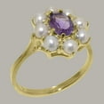 thumbnail image 2 of LBG British Made 10k Yellow Gold Natural Amethyst & Cultured Pearl Womens Statement Ring - 33 size options - Size 4.25, 2 of 6