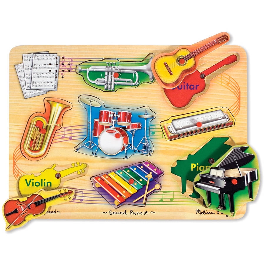 Melissa & Doug Musical Instruments Sound Puzzle Wooden Peg Puzzle (8