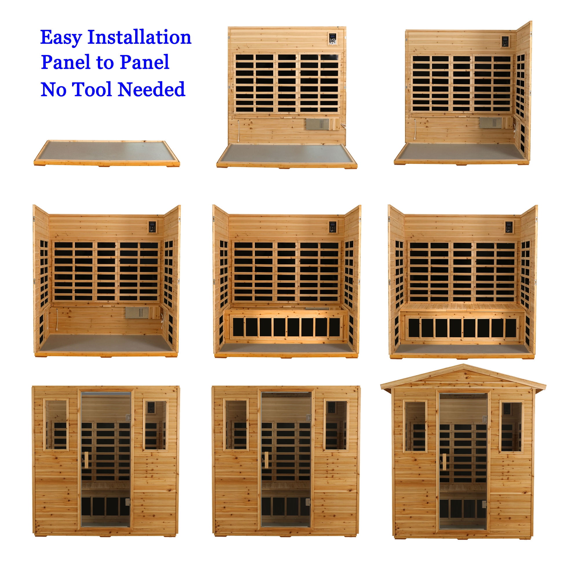 KUNSANA Outdoor Far Infrared Sauna  For 3 Person Old Fir Wood Low EMF Full Spectrum 1950W