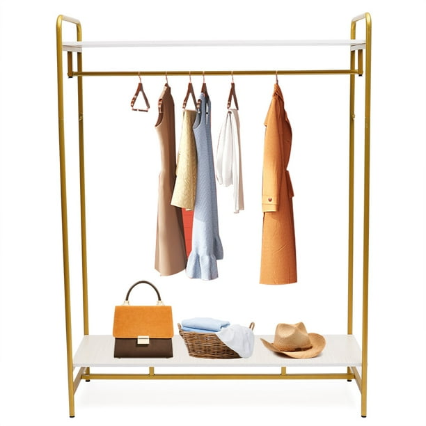 Loyalheartdy Metal Clothing Garment Rack Gold Freestanding Heavy Duty