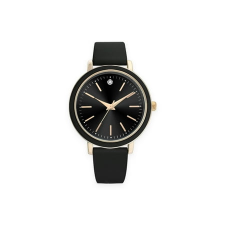 Time And Tru Lds Rnd Gd, Diamond, Black Strap
