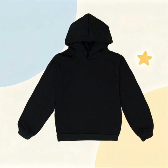 JUSLIO Hoodies for Boys,Lightweight Pullover Hoodie Sweatshirts,Solid Color Comfortable Long Sleeve Hoodies Outerwear,Black 2 Years