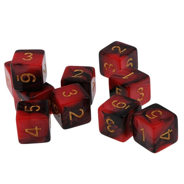 lionlar Lot de 10 dés Ensemble D6 Forme Carrée dés Lot Fournitures de Jeu pour Enfants et Adultes-Rouge&Noir Rouge et Noir