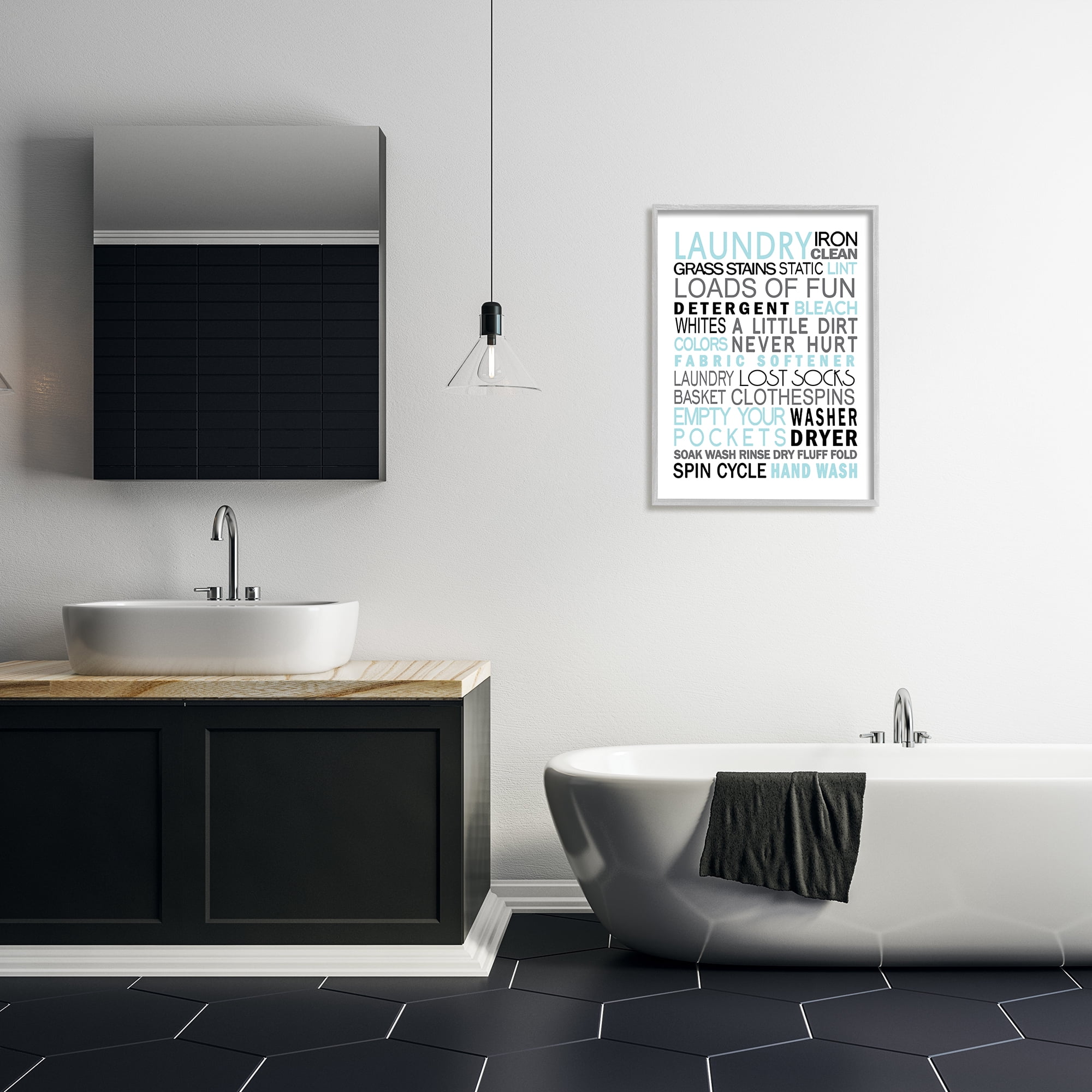 Stupell Industries Laundry Terms Listed Bold Blue Grey Typography, 24 x 30, Designed by Jo Moulton