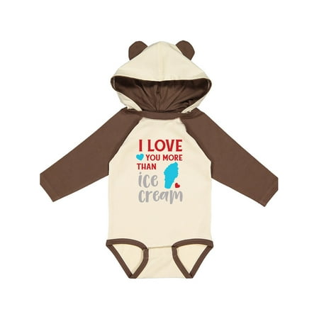 

Inktastic I Love You More Than Ice Cream Hearts - Blue Red Gift Baby Boy or Baby Girl Long Sleeve Bodysuit