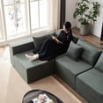 thumbnail image 3 of Green Corduroy Modular Sectional Sofa Set | Suitable for Multiple Rooms, Easy to Move and Combine, 3 of 5