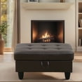 thumbnail image 3 of Faux Leather Storage Ottoman with Hidden Compartment for Bedroom, Brown, 3 of 9