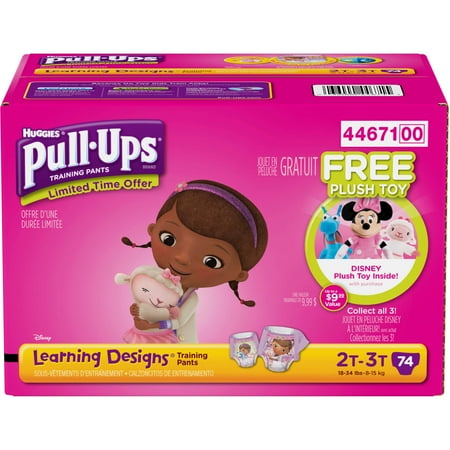 HUGGIES Pull-Ups Girls' Learning Designs Training Pants, Super Pack (Choose Your Size)