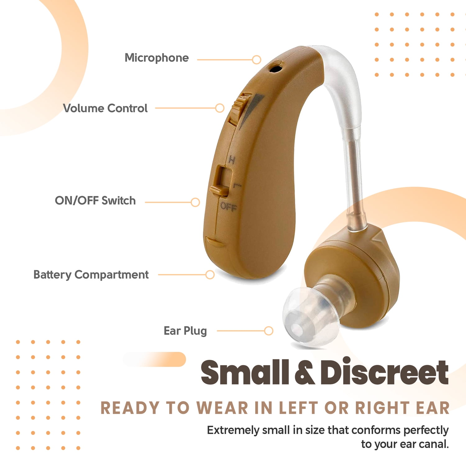 MEDca Small Personal Sound Amplifier with Noise Cancelling, Multicolor, 3-Pack