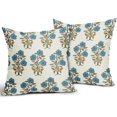 thumbnail image 2 of Blue Brown Floral Throw Pillow Covers 18x18 Blue Chinoiserie Flowers Leaves Birds Monsoon Decorative Pillows Outdoor Linen Farmhouse Cushion Case Pillowcase for Sofa Bed Room Decor Set of 2, 2 of 6