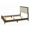 thumbnail image 3 of Full Size Metal Platform Bed Frame with Brown Cherry Finish, Tufted Nailhead Trim, No Box Spring Needed, for Bedroom, 3 of 5