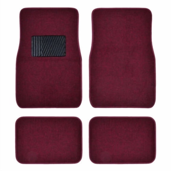 LIANHONG Burgundy Red Carpet Car Floor Mats- Set of 4 Driver Passenger and Utility Pads