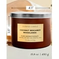 thumbnail image 6 of Coconut Bergamot Woodlands 3-Wick Soy Candle – Luxurious Candle, 15.8 oz Relaxing Clean-Burning Scent, 6 of 9