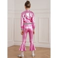 thumbnail image 4 of MSemis Kids Girls Metallic Jazz Hip Hop Disco Jacket Coat with Flared Pants Dress Up Pink 8, 4 of 7