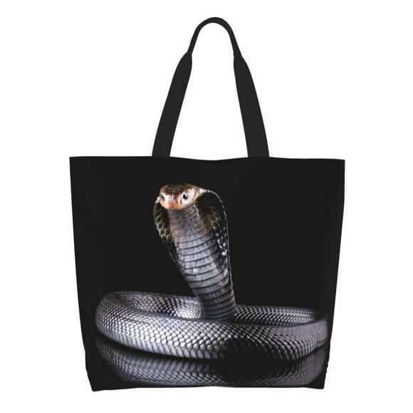 Disketp Black Cobra Snake Print Tote Bag for Women, Handbag Shoulder Tote Bag, for Shopping and Travel