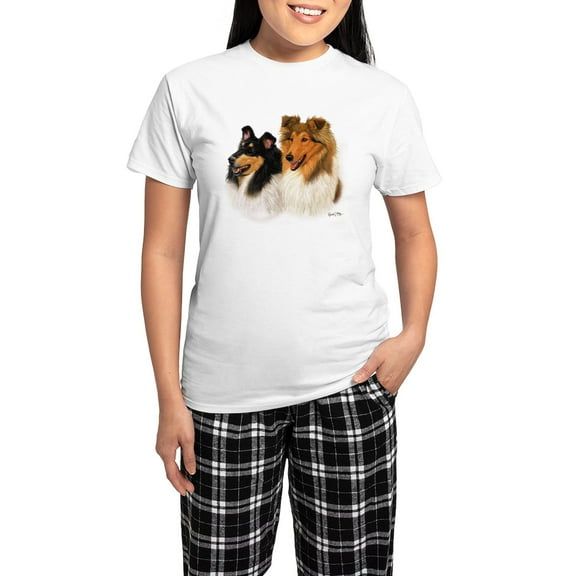 CafePress - Rough Collie Women's Light Pajamas - Women's Short Sleeve Print T-Shirt and Pants Light Cotton Pajama Set