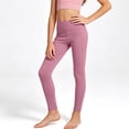 thumbnail image 6 of Duqingm Girls Leggings with Pockets Athletic High Waisted Kids Workout Active Dance Running Yoga Pants (Brick Red,7-8 Years), 6 of 6
