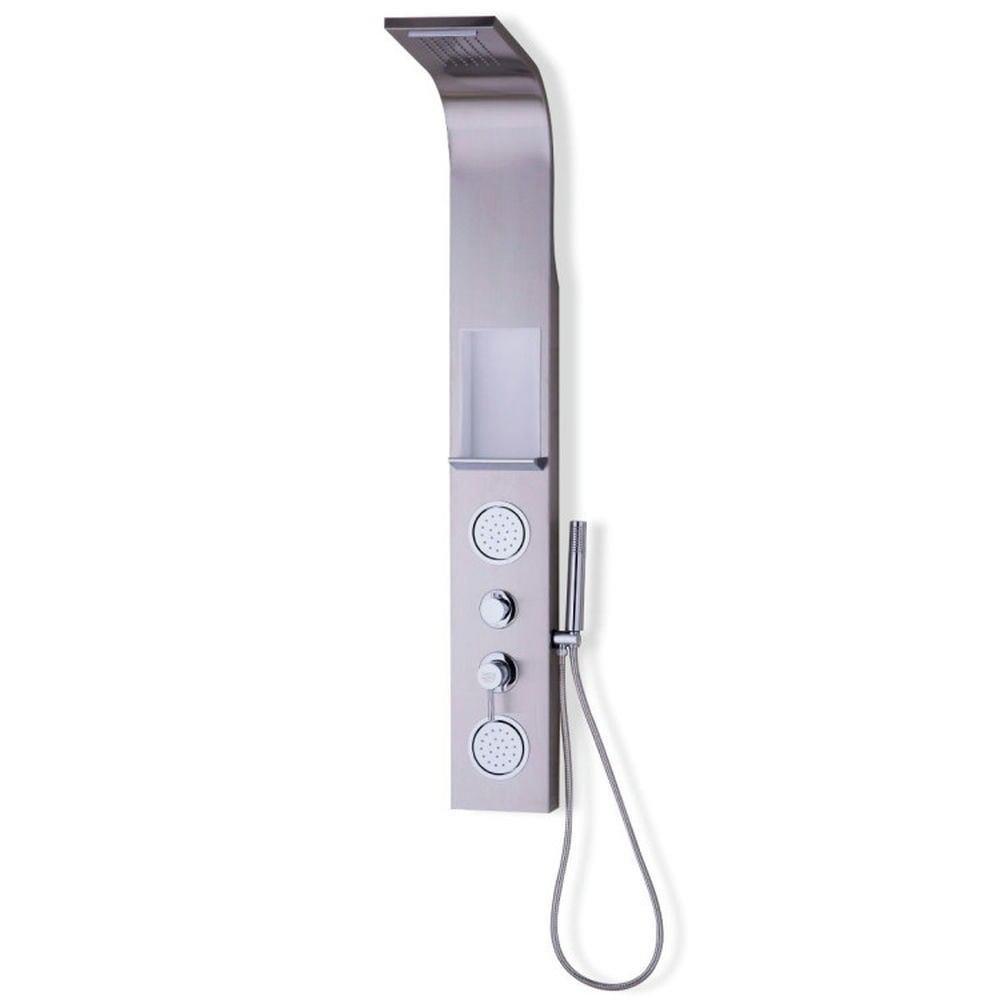Finihen Shower Panel, Shower Panel Tower System, 57 Inch Stainless Steel Massage Jets Hand Shower Shower Panel, Silver Finihen Shower Panel, Shower Panel Tower System, 57 Inch Stainless Steel Massage Jets Hand Shower Shower Panel, Silver