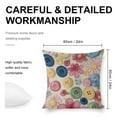 thumbnail image 2 of Buttons flowers kitsch Linen toss pillowcase Decoration pillowcase Gift preferred 24x24" Cushion cover 4 set Sofa pillowcase Sofa bedroom living room car, 2 of 8