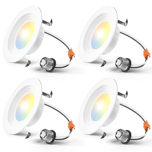 Amico Paquete de 4 luces LED empotradas de 4" 5CCT regulables 8.5W