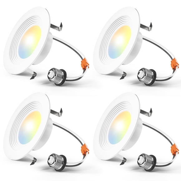 Amico Paquete de 4 luces LED empotradas de 4" 5CCT regulables 8.5W