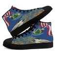 thumbnail image 4 of Maine State Chickadee Bird and Pine Cone High Top Canvas Shoes Sneakers Black Size 5, 4 of 7