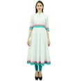 thumbnail image 6 of Bimba Womens Designer Cotton Kurta Long Flared Anarkali Kurti Dress With Pom-Pom, 6 of 7