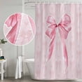 thumbnail image 5 of Pink Bow Shower Curtain, Waterproof Shower Curtains for Bathroom, Cute Watercolor Girls Cartoon Luxury Washable Fabric Bathtub Curtain Set Bath Decor with 12 Hooks 72"x78", 5 of 8