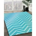 thumbnail image 3 of Ahgly Tapis Rond Lavable en Machine Intérieur Transitionnel Turquoise Bleu Vif, 5 Pieds Rond, 3 of 7