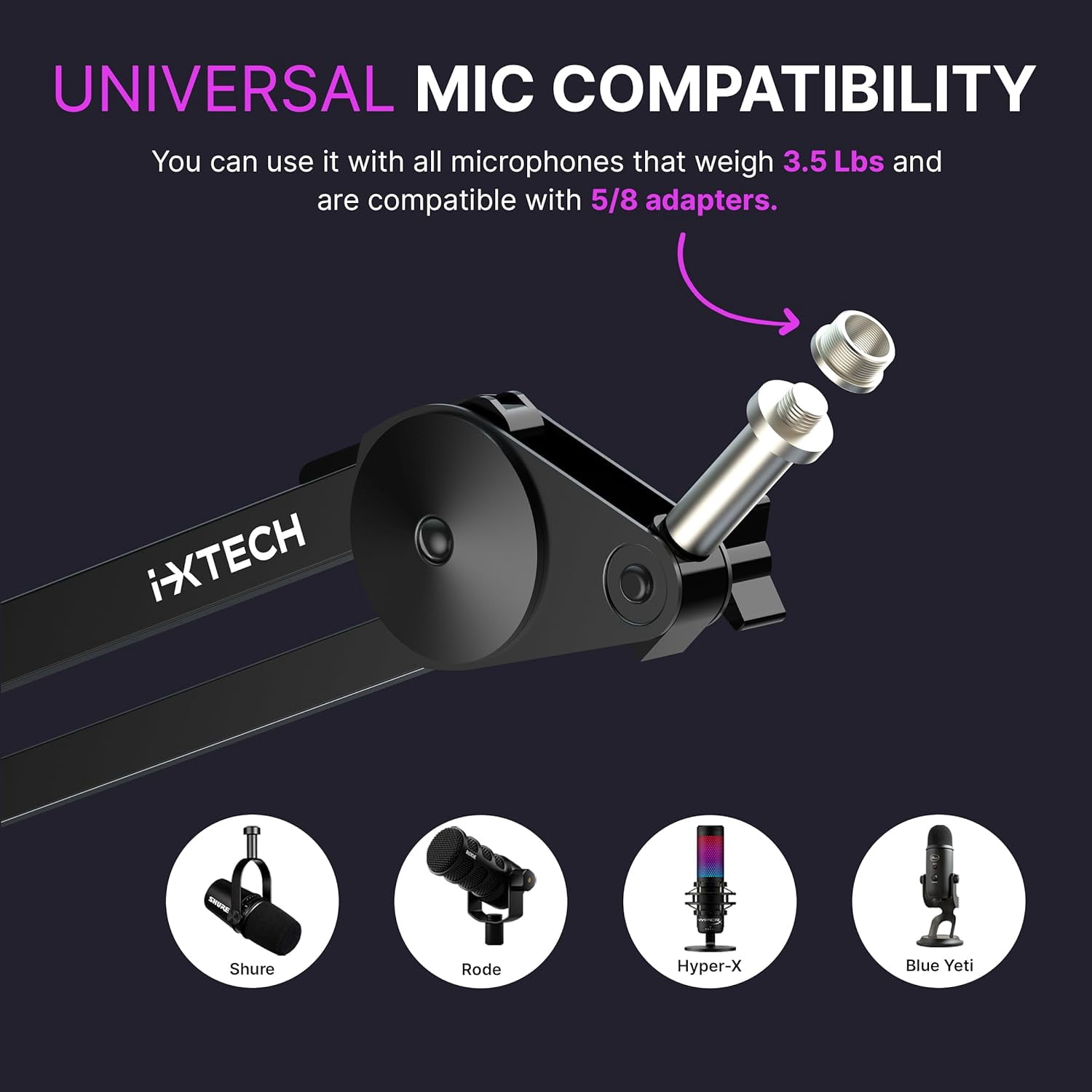 I-XTECH Flexible Desk Mount Microphone Stand & Boom