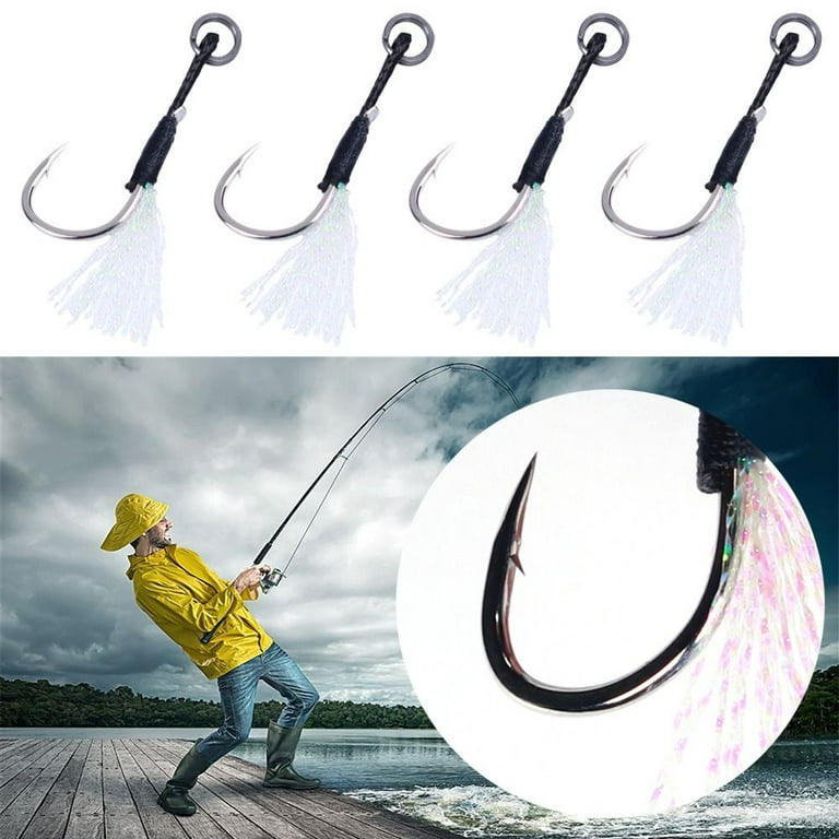 Outdoor High Carbon Steel Barbed Treble with Feather Lures Crank Baits  single Hook Feather Fishing Hooks with Line 12 
