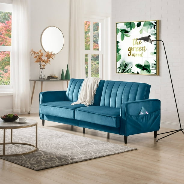 Merax Premium Sofa Bed in Velvet, Blue - Walmart.com - Walmart.com