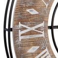 thumbnail image 5 of DecMode 34" Brown Metal Floral Wall Clock with Wood Accents, 5 of 15