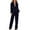 F366 Navy, variant on Likimi Two Piece Sets For Women Button Down Lapel Solid Color Long Sleeve Cardigan Jacket With Pants Elegant Outfit Set Navy Size M