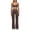 Wide Leg Brown, variant on PISONIC Womens Workout Set Two Piece U Back Color Block Sports Bra Matching High Waist Leggings Gym Work Pilates Outfits