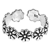 Stylish Flowers Wrap .925 Sterling Silver Toe Ring or Pinky Ring