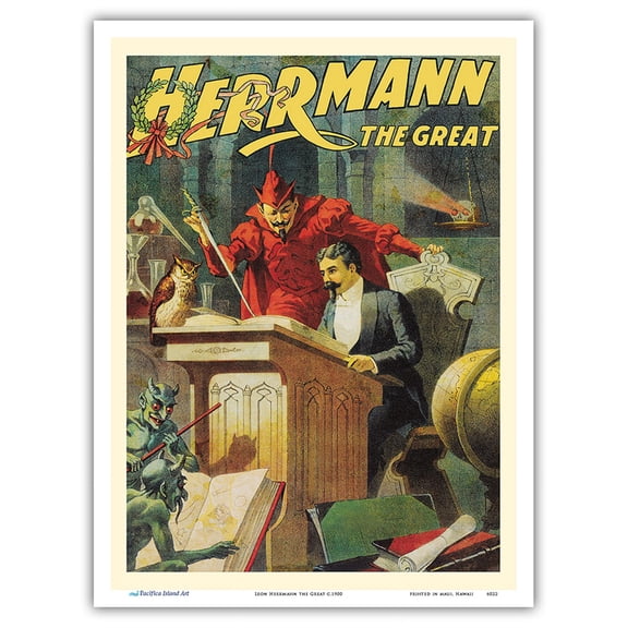 Leon Herrmann the Great - Vintage Magic Poster c.1900 - Master Art Print (Unframed) 9in x 12in