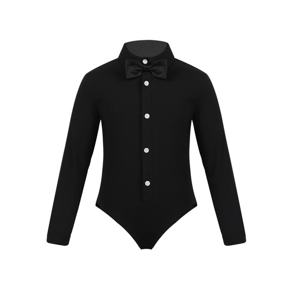 Xnihocha Kids Boys Salsa Latin Dance Bodysuit Ballroom Dancewear Professional Ballet Modern Leotards Black 6