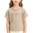 thumbnail image 2 of Girls T-Shirt, Knit, Crew Neck, Lightweight Short Sleeve Casual Tee for Summer Weekends and Everyday Outfit Rotation | VerBelle, 2 of 9