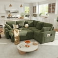 thumbnail image 4 of BedLuxury 83" Sectional Sleeper Sofa With Pull Out Bed, Storage Seat & USB Charging, L Shape Modern Couch for Living Room, Corduroy Green, 4 of 10