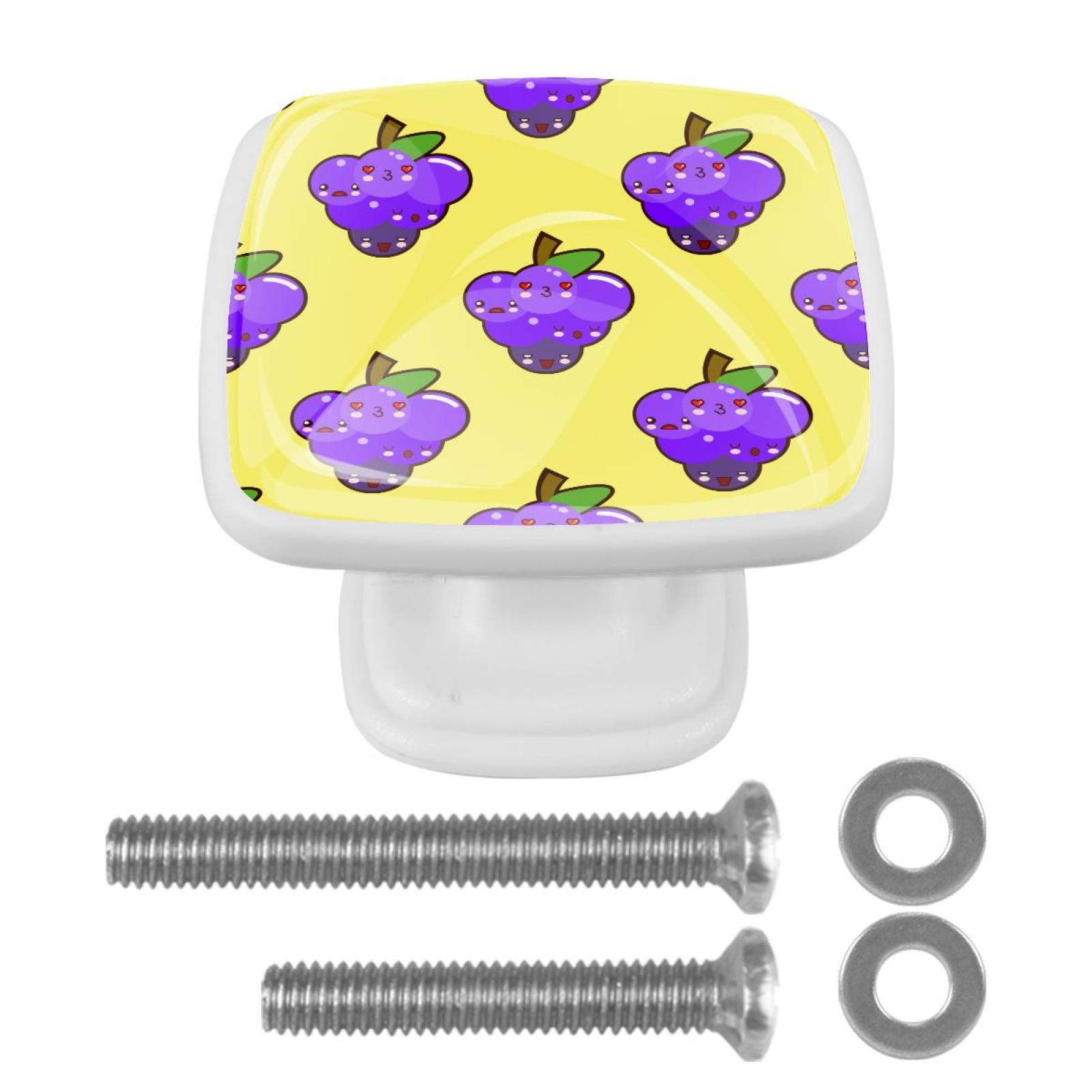 Ownta Grape Square Glass Drawer Handles Knobs Pulls With Screws for