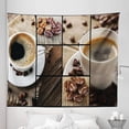 thumbnail image 1 of Brown Tapestry, Coffee Themed Collage Close up Mugs Beans on Wooden Table Aromatic Roasted Espresso Drink, Fabric Wall Hanging Decor for Bedroom Living Room Dorm, 5 Sizes, Brown, by Ambesonne, 1 of 1