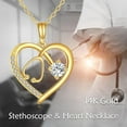thumbnail image 6 of 14k Real Gold Stethoscope Necklace for Women, Fine Gold Pendant Jewelry Birthday Gifts for Nurse Doctor, 6 of 10