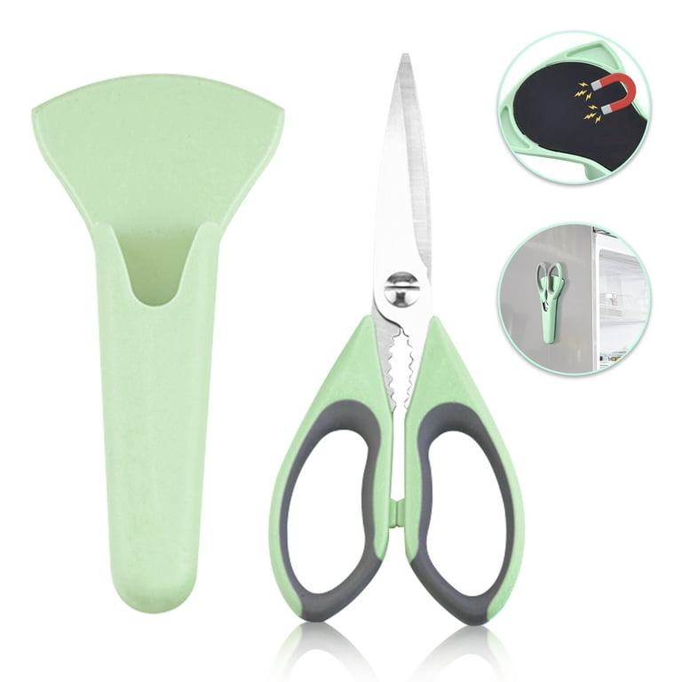 Ultra Sharp Kitchen Scissors with Magnetic Holder, Heavy Duty Kitchen Shears  Meat Scissors, Multifunctional Stainless Steel Cooking Poultry Scissors for  Household School Picnic 