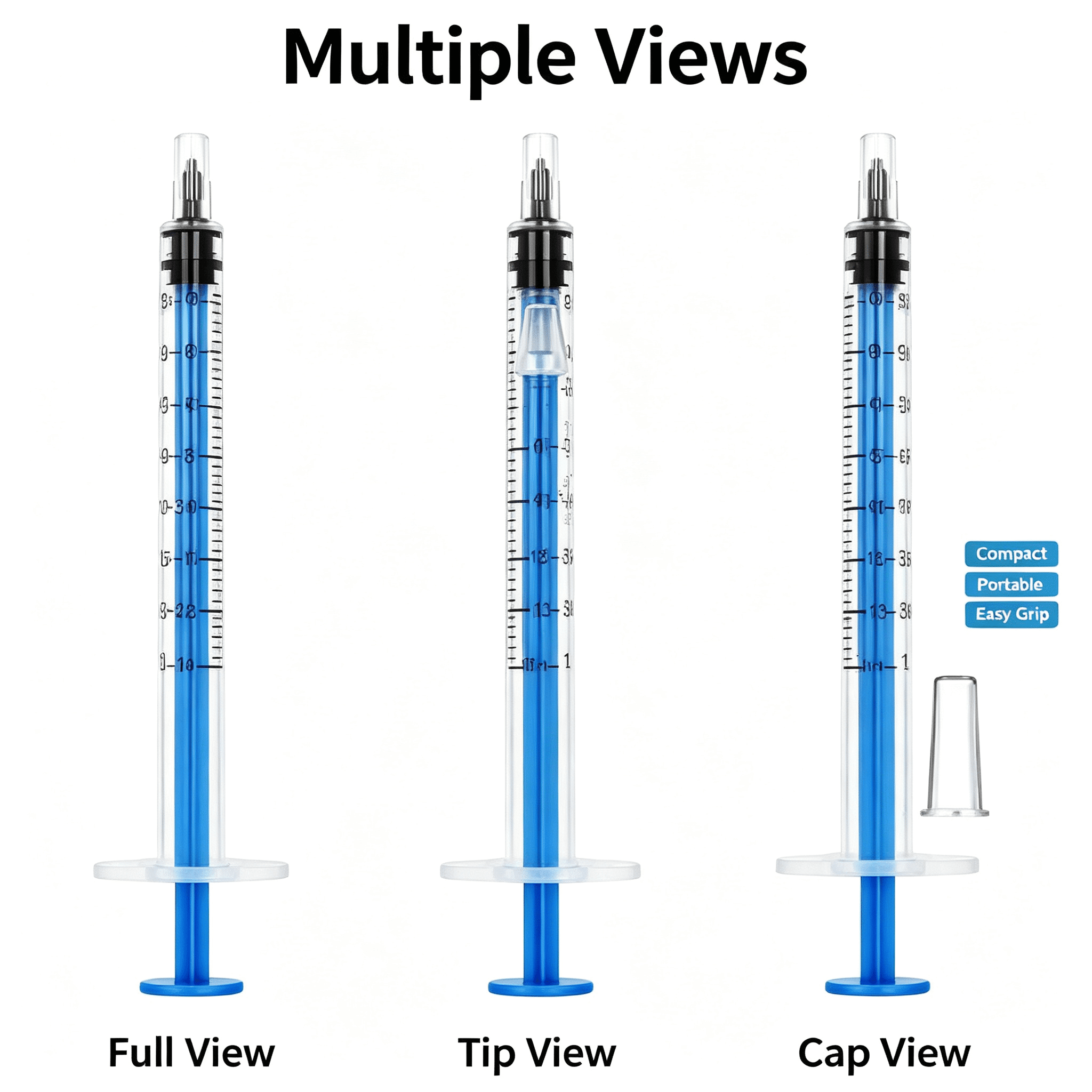 1ml Luer Slip Oral Syringe with Caps, Accurate Liquid Dispenser for Pet Medicine & Feeding