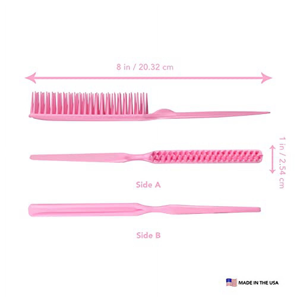 Allegro Combs 60 Parting Three Row Combs Salon Hairstylist Hairdresser Detangle Combs For Natural Hair And Wigs For Curly Hair Made In The Usa 2 Pcs. (Light Pink)