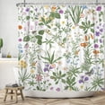 thumbnail image 3 of SUNOLIFE Spring Floral Shower Curtain,Flowers and Plants Herbs Fabric Bathroom Curtain with Hooks,72x72 in, 3 of 4