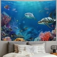 thumbnail image 2 of ERAPDAUR  Blue Ocean Wave World Tapestry, Undersea World Tapestry Wall Hanging, Marine Life and Coral Reef for Children, Tapestry for Bedroom Living Room School Dormitory 60x50inch, 2 of 6