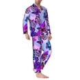 thumbnail image 2 of Salouo Flying Butterflies Print Button-Front Long Sleeve Pajama Set for Men, Soft 2Pjs Men's Long Sleeve Sleepwear-XX-Large, 2 of 7
